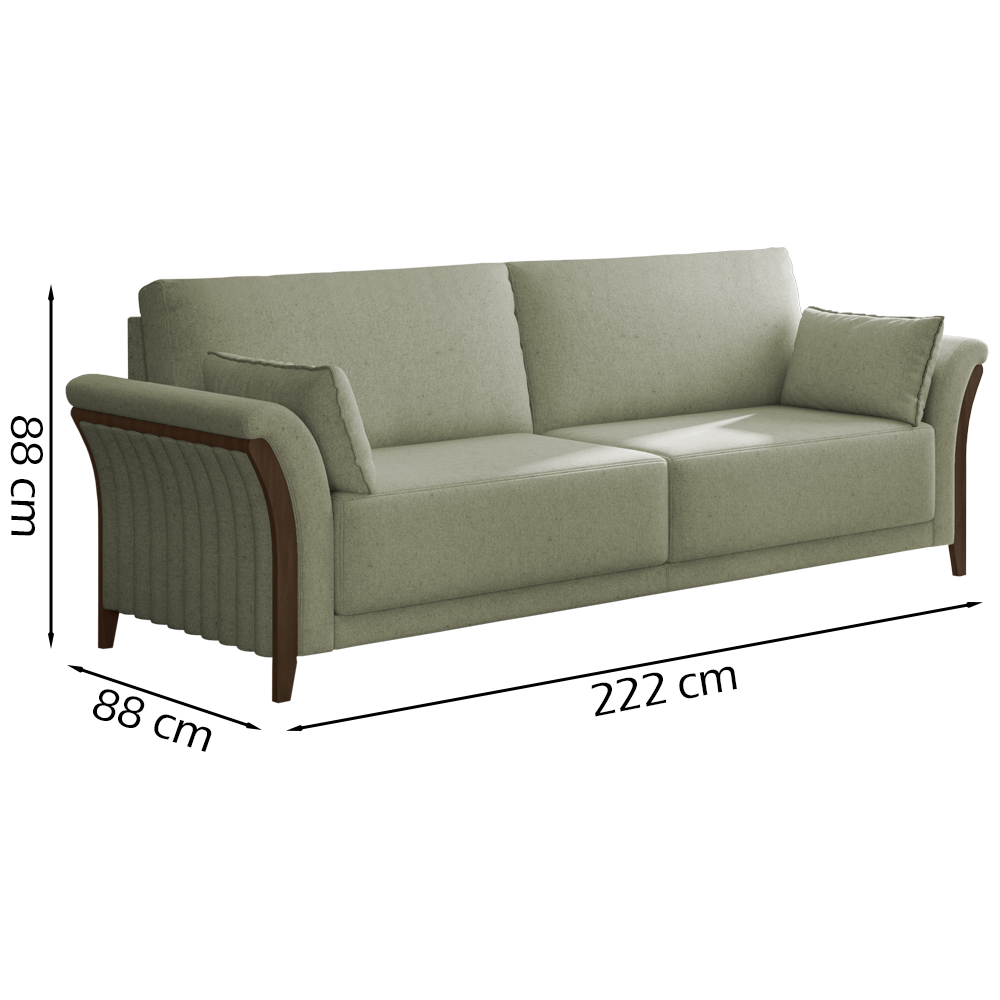 Kit Sofa 222 cm E Poltrona Decorativa Royalle Linho TCE 1026 Moll