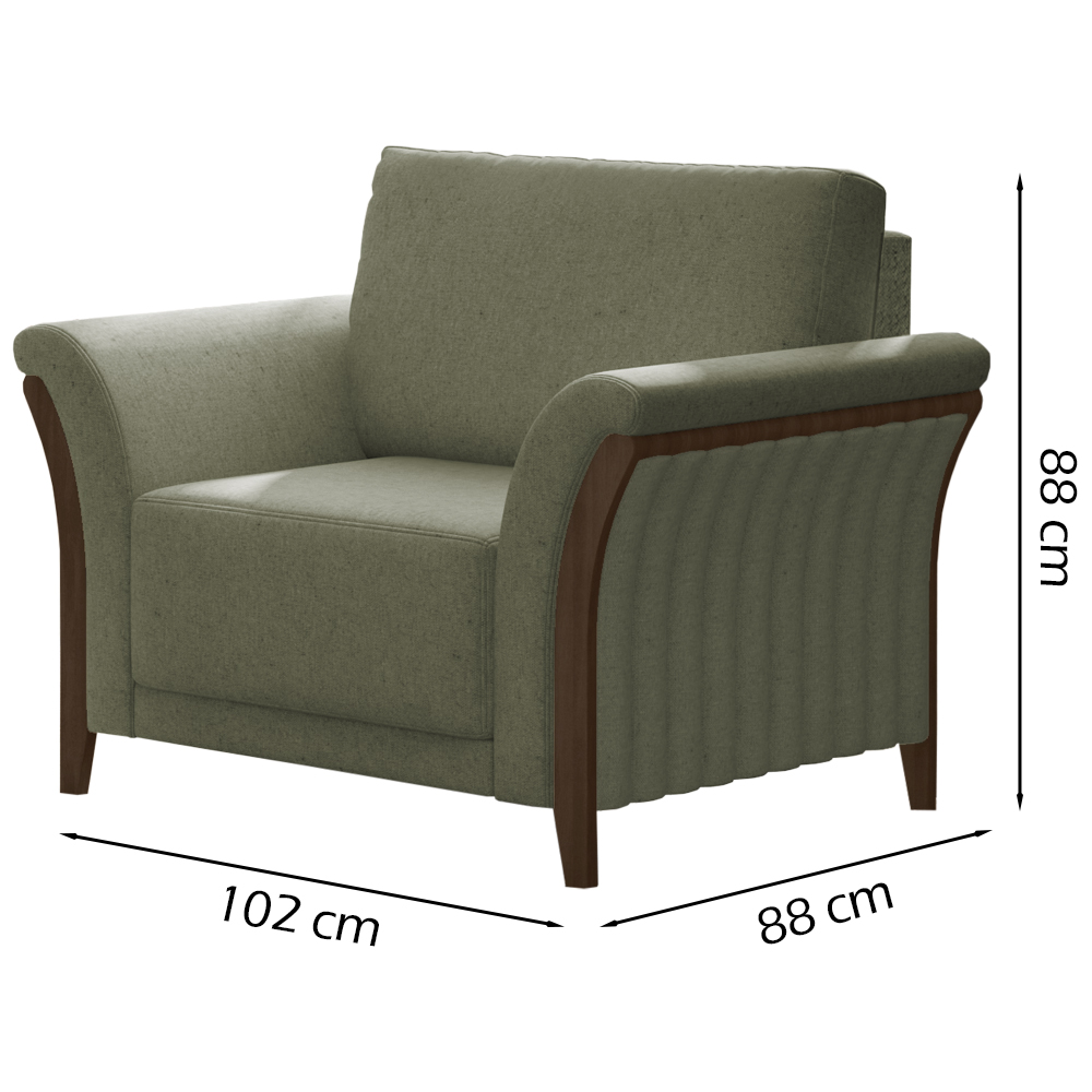 Kit Sofa 222 cm E Poltrona Decorativa Royalle Linho TCE 1026 Moll