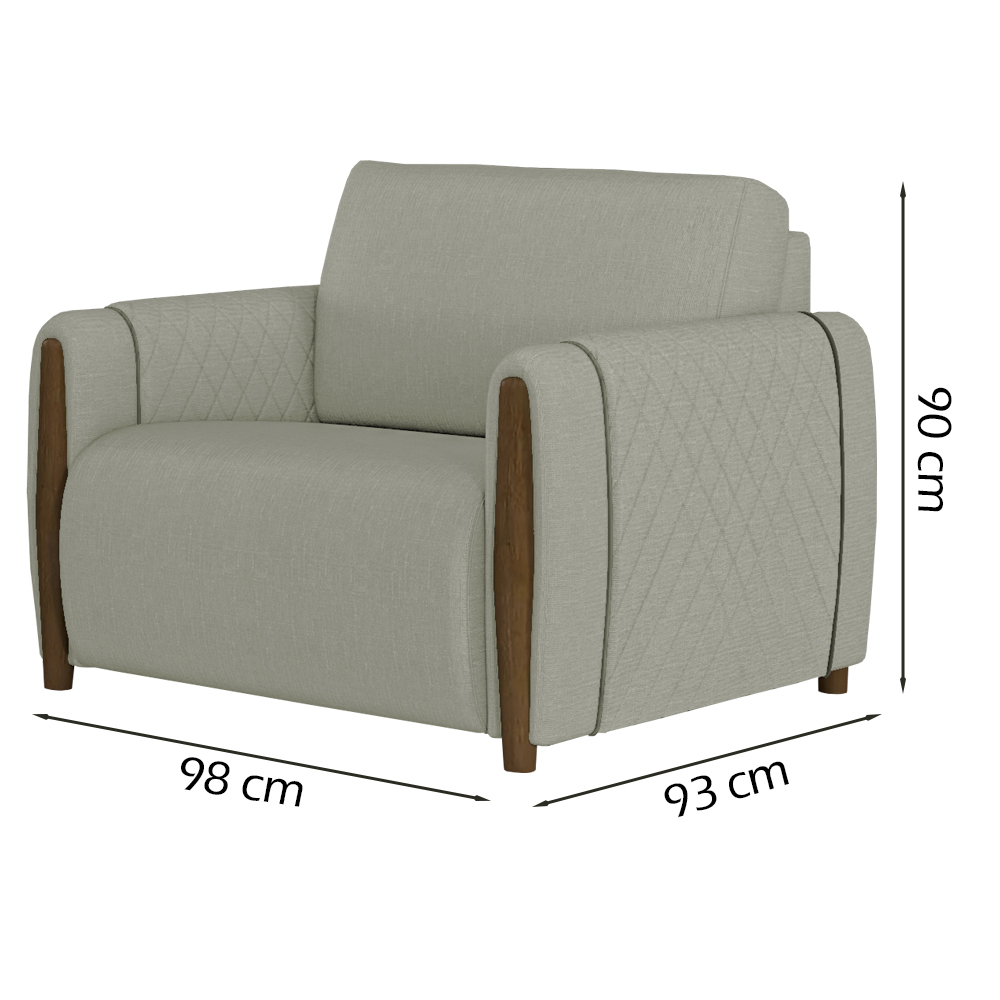 Kit Sofa 223 cm E Poltrona Decorativa Encanto Linho TCE 1026 Moll