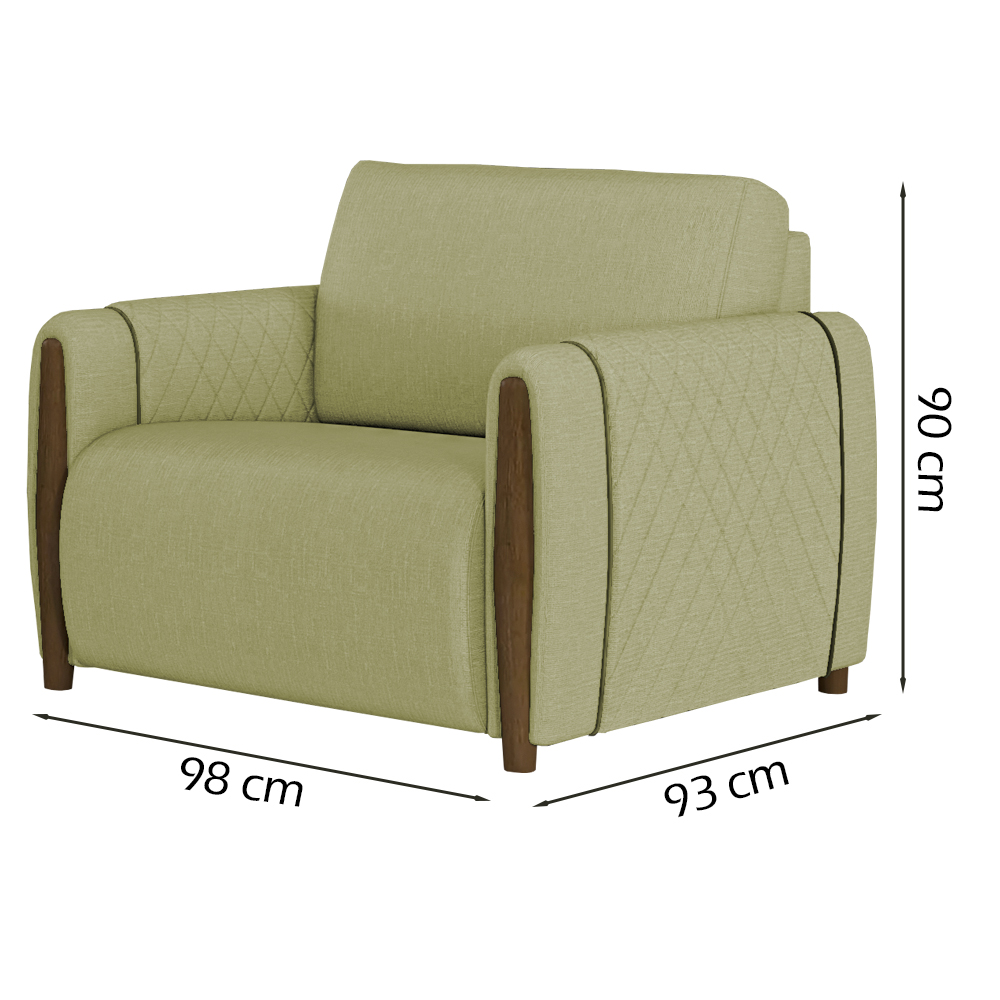 Kit Sofa 223 cm E Poltrona Decorativa Encanto Linho TCE 1027 Moll