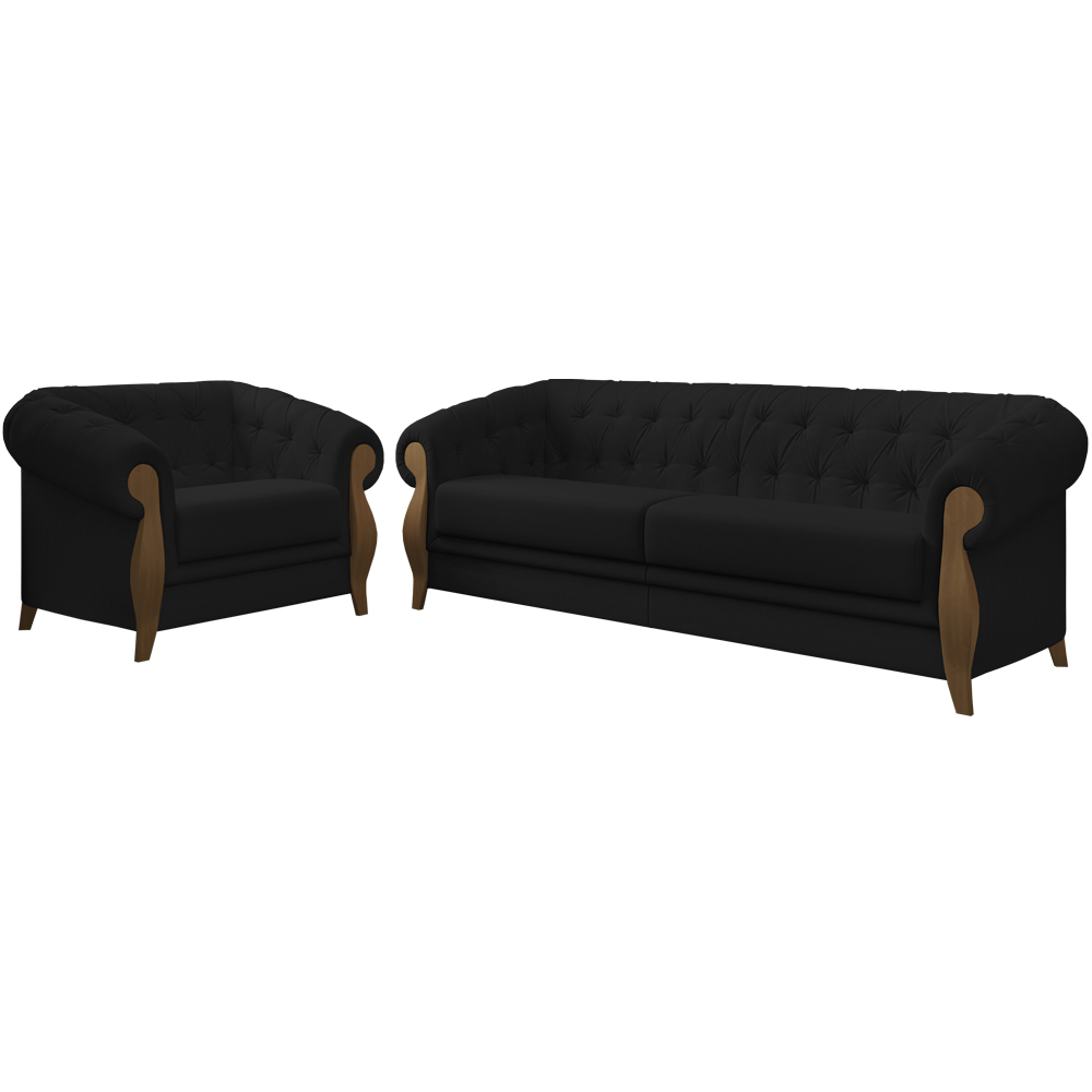 Kit Sofa 244 cm E Poltrona Decorativa Murano Veludo SL 944 Moll