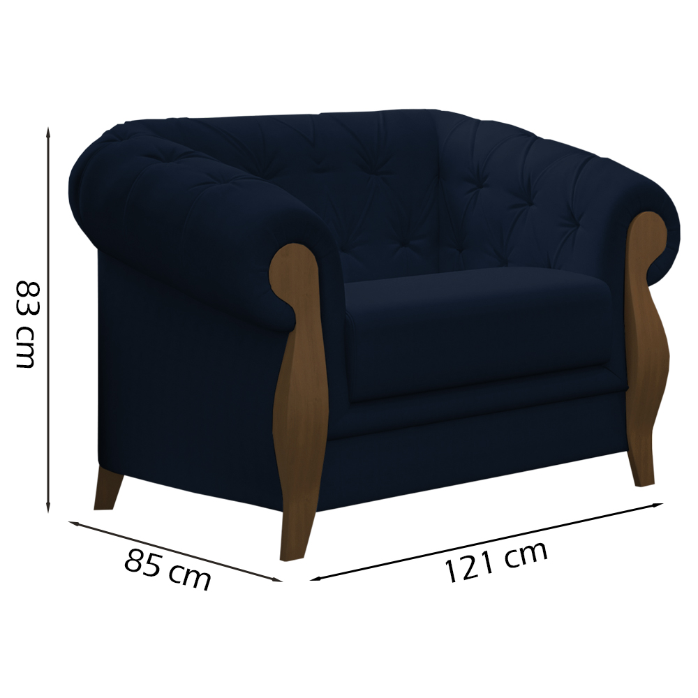 Kit Sofa 244 cm E Poltrona Decorativa Murano Veludo SL 948 Moll