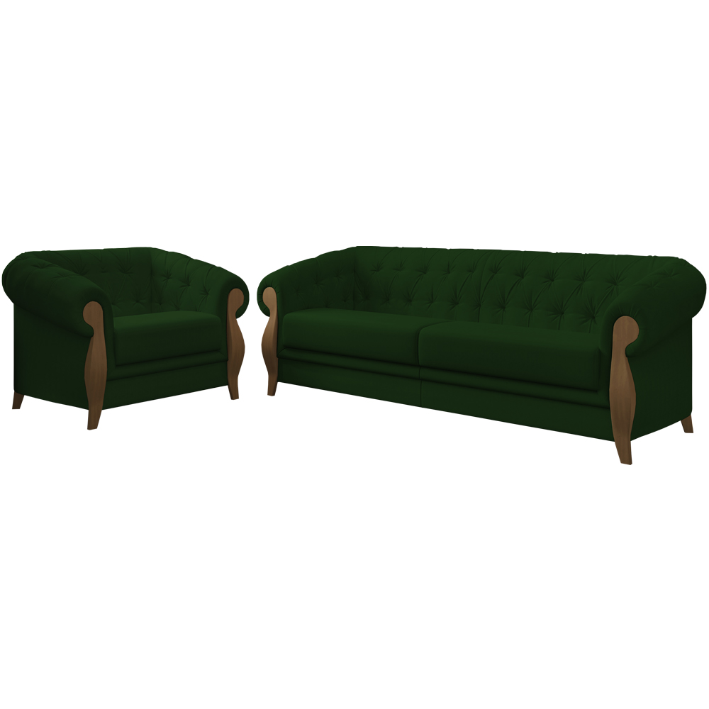 Kit Sofa e Poltrona Decorativa Murano Veludo SL 947 Moll
