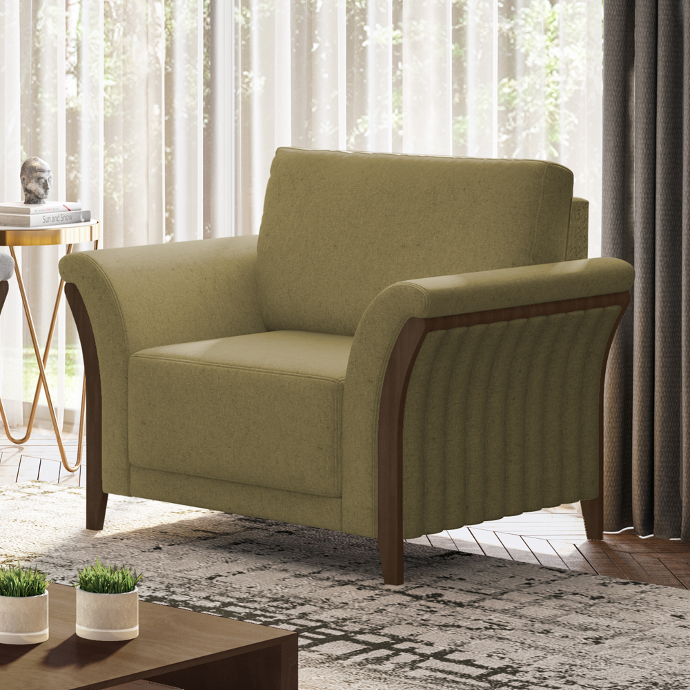 Poltrona Decorativa Base Em Madeira Royalle TCE 1025 Moll