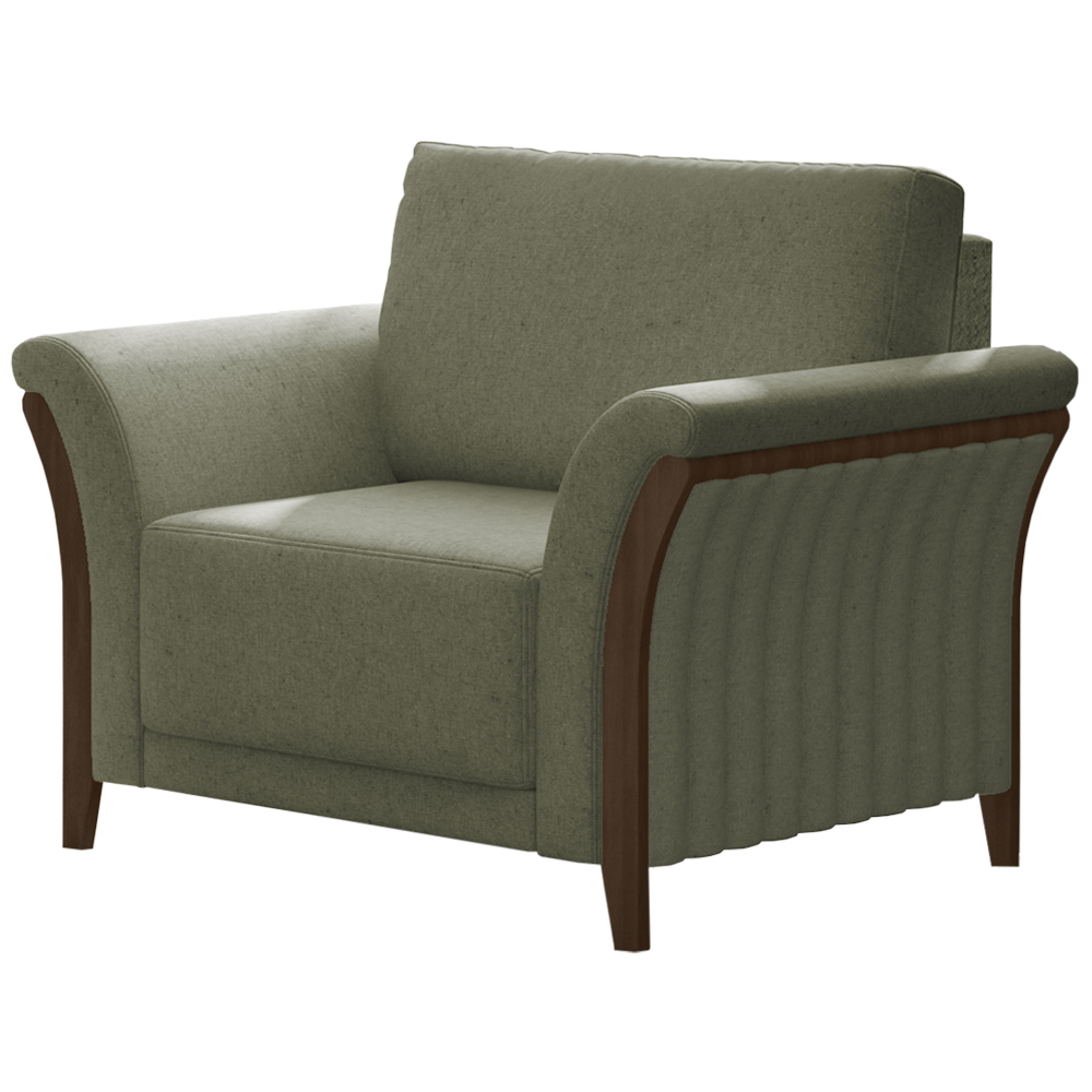 Poltrona Decorativa Base Em Madeira Royalle TCE 1026 Moll