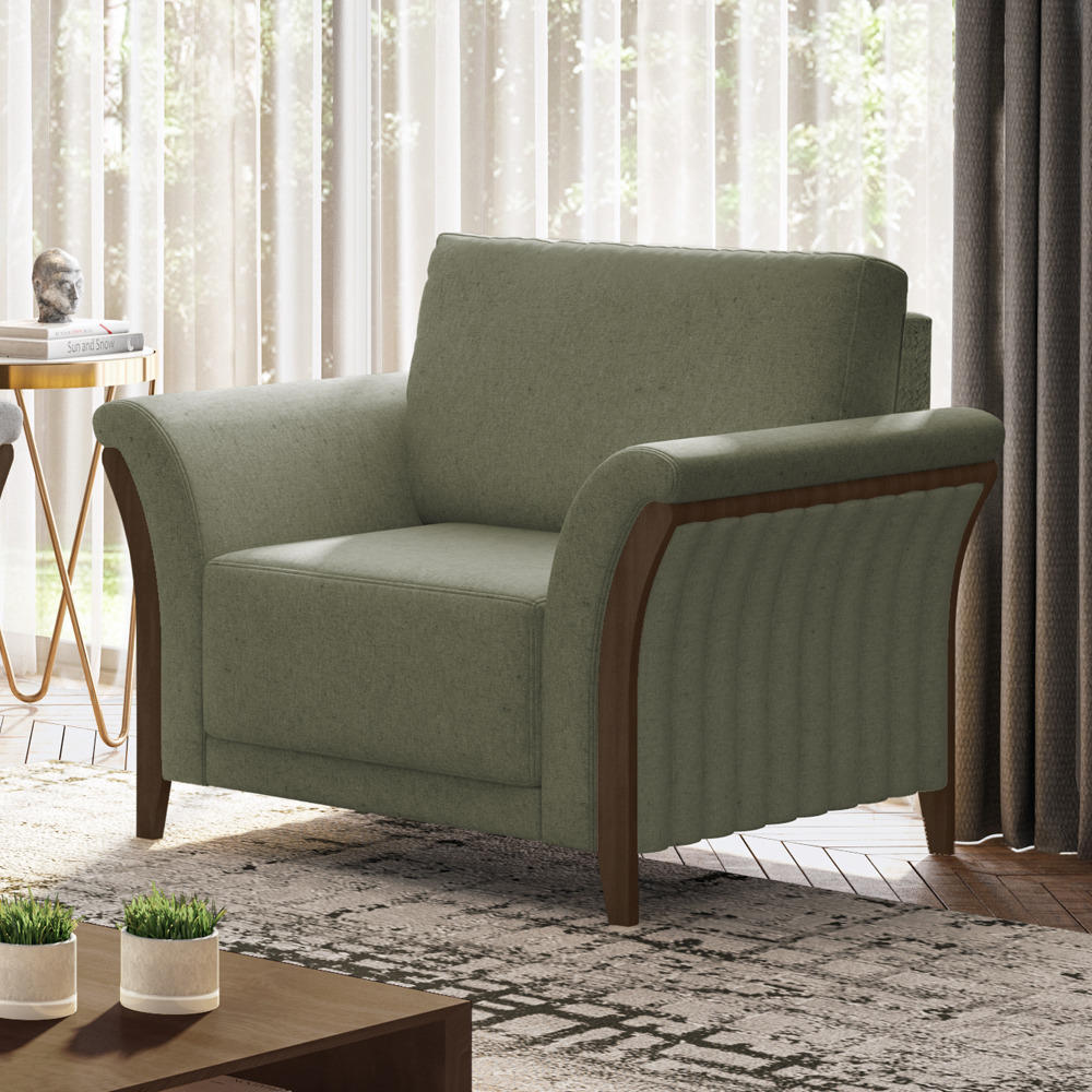 Poltrona Decorativa Base Em Madeira Royalle TCE 1026 Moll