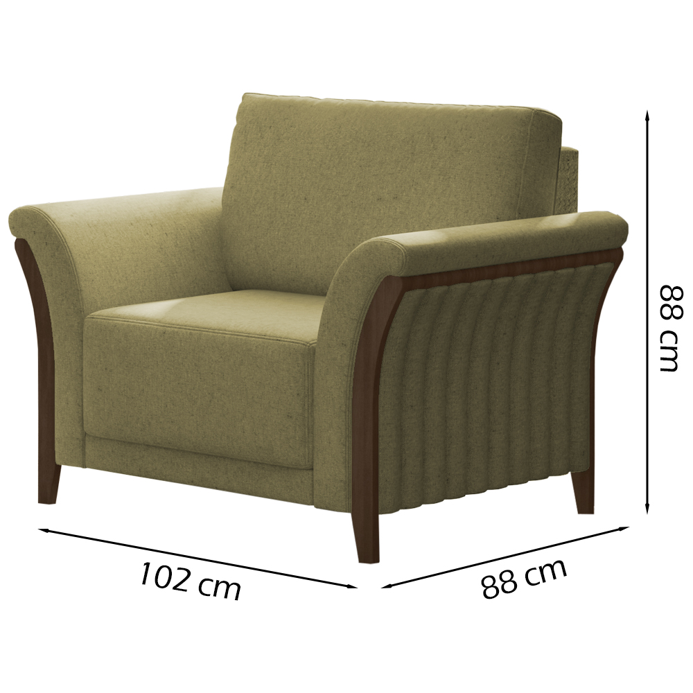 Poltrona Decorativa Base Em Madeira Royalle TCE 1027 Moll