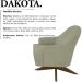 Poltrona Decorativa Base Giratoria Em Madeira Dakota SL 940 Moll