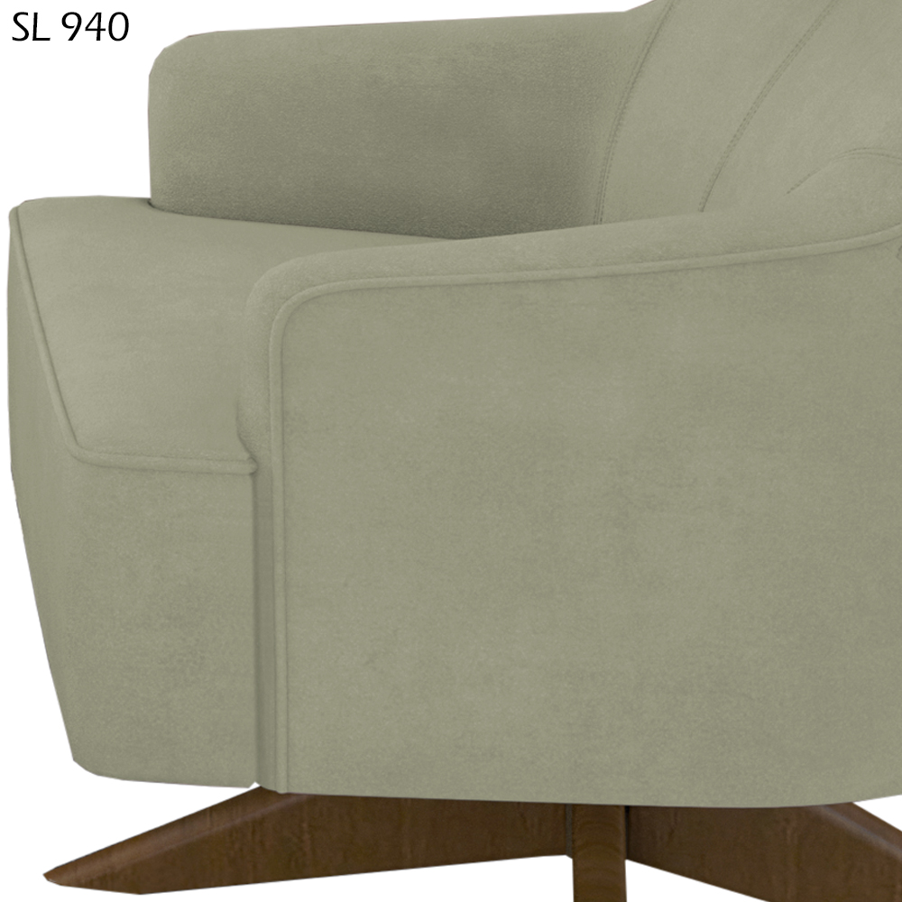 Poltrona Decorativa Base Giratoria Em Madeira Dakota SL 940 Moll