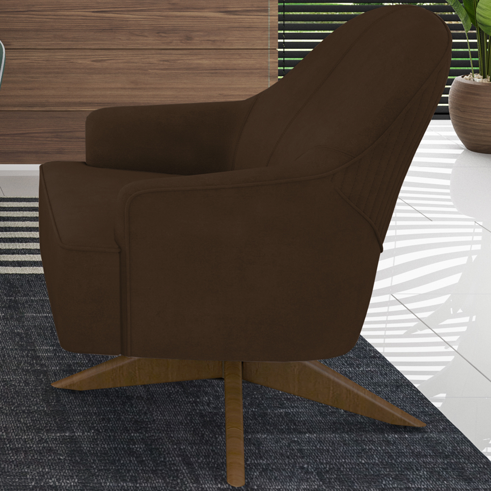 Poltrona Decorativa Base Giratoria Em Madeira Dakota SL 942 Moll