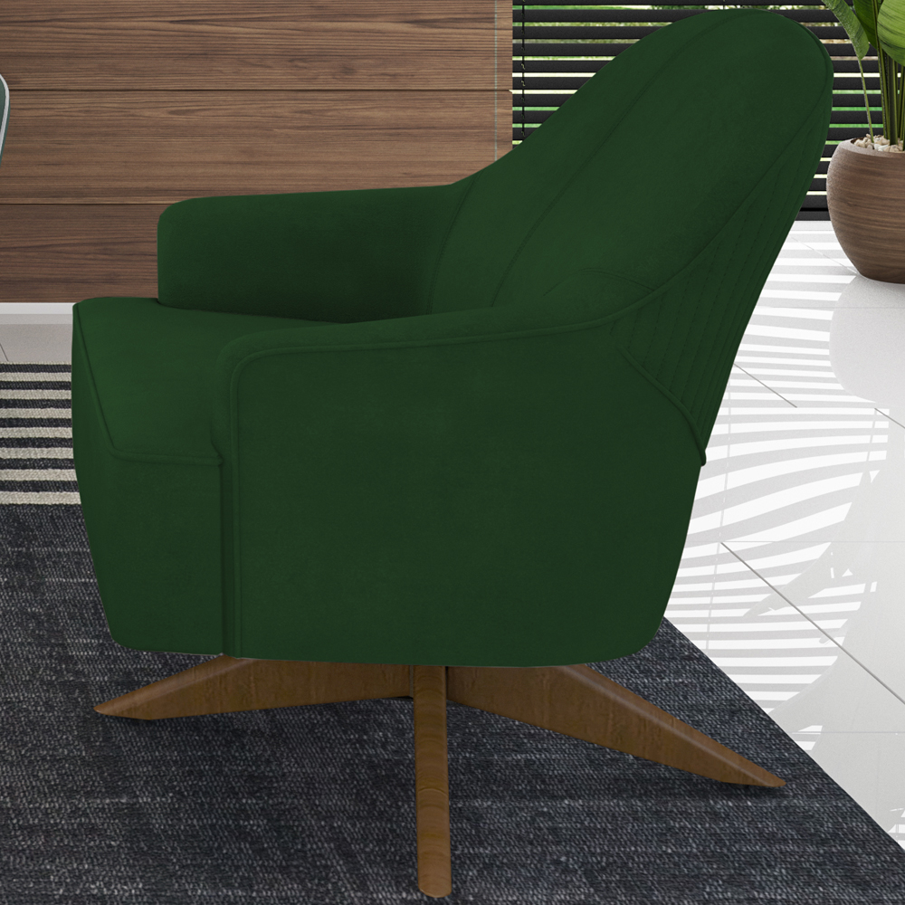Poltrona Decorativa Base Giratoria Em Madeira Dakota SL 947 Moll