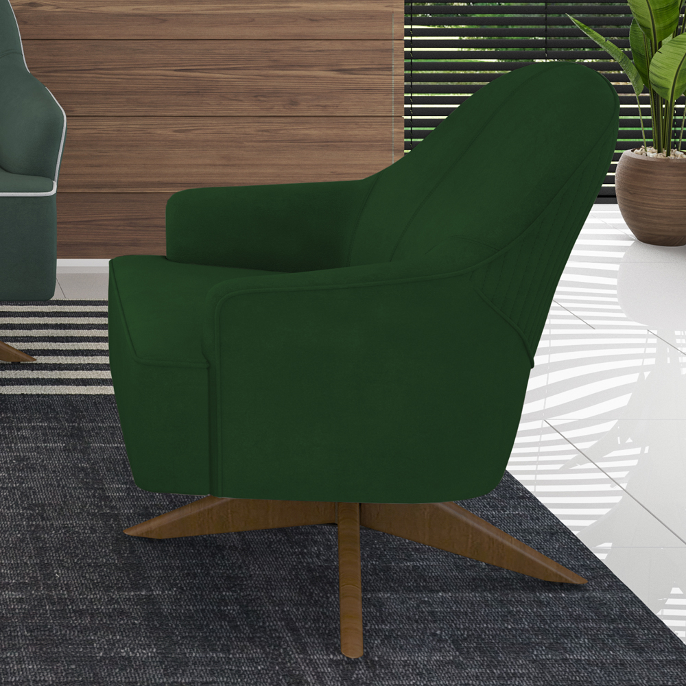 Poltrona Decorativa Base Giratoria Em Madeira Dakota SL 947 Moll