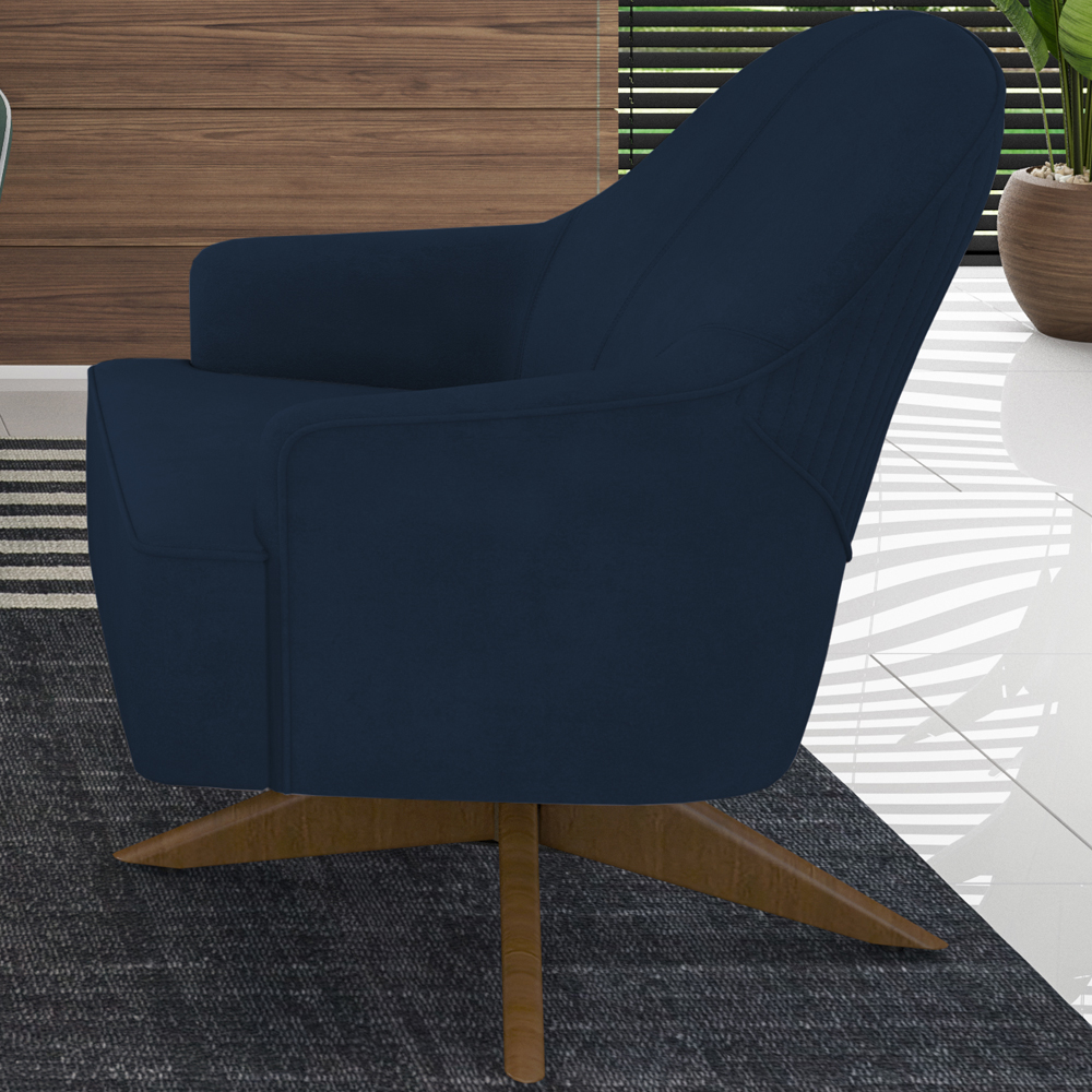 Poltrona Decorativa Base Giratoria Em Madeira Dakota SL 948 Moll