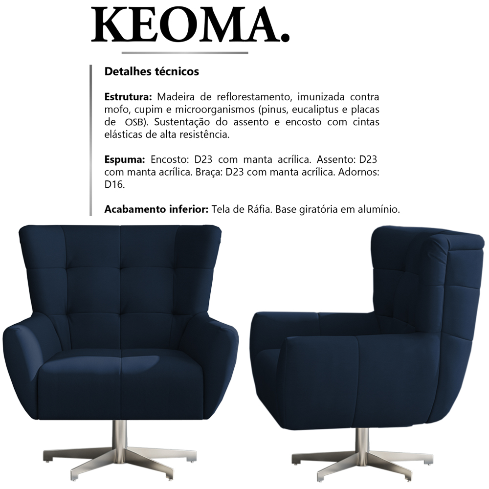 Poltrona Decorativa Base Giratoria Keoma SL 948 Moll