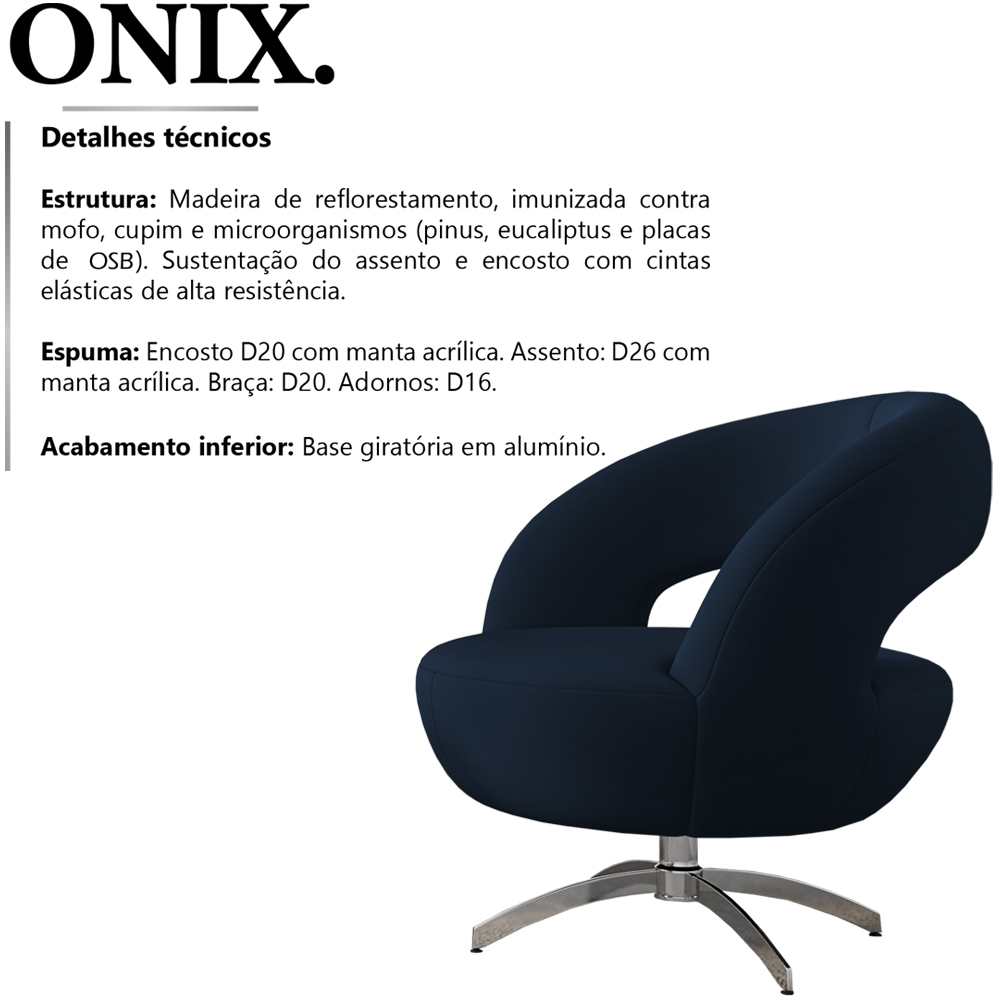 Poltrona Decorativa Base Giratoria Onix SL 948 Moll