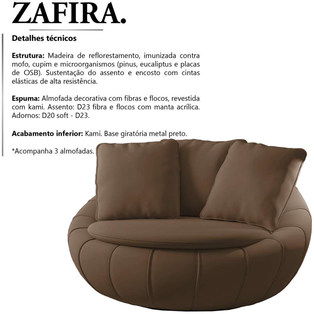 Poltrona Decorativa Base Giratoria Zafira SL 942 Moll