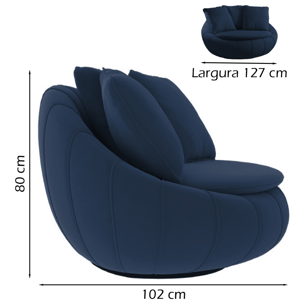 Poltrona Decorativa Base Giratoria Zafira SL 948 Moll