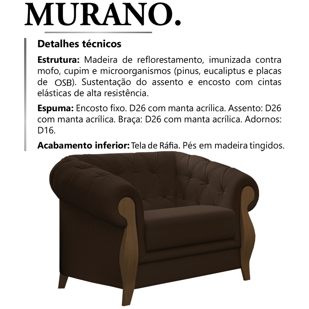 Poltrona Decorativa Pes Em Madeira Murano SL 942 Moll