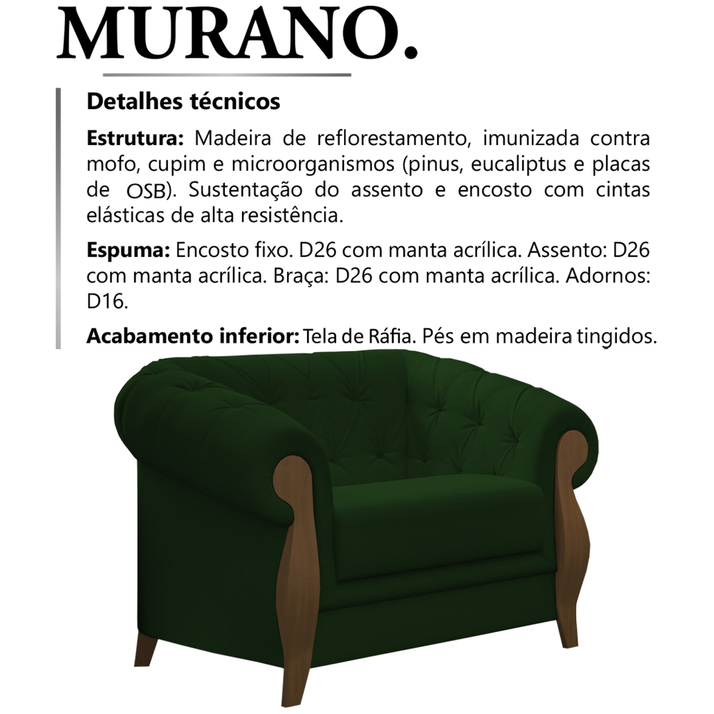 Poltrona Decorativa Pes Em Madeira Murano SL 947 Moll