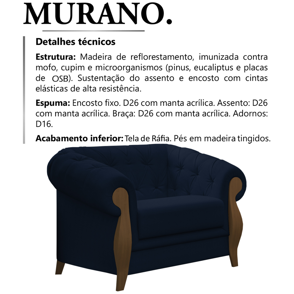 Poltrona Decorativa Pes Em Madeira Murano SL 948 Moll