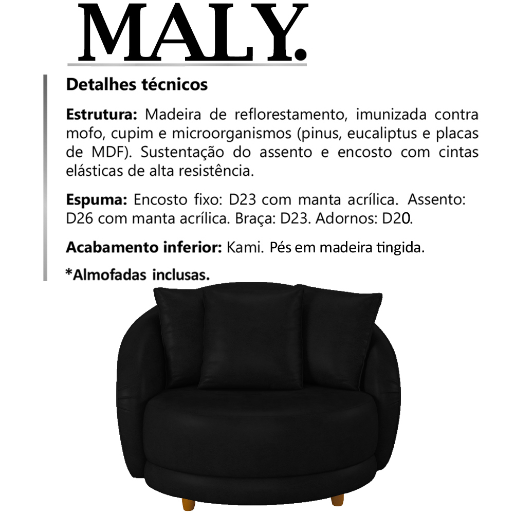 Poltrona Decorativa Pes Madeira Maly Corano TCS 724 Moll