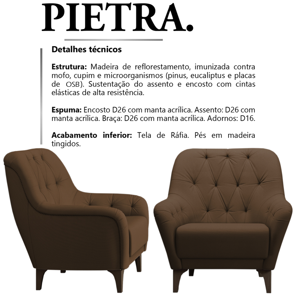 Poltrona Decorativa Pes Madeira Pietra SL 942 Moll