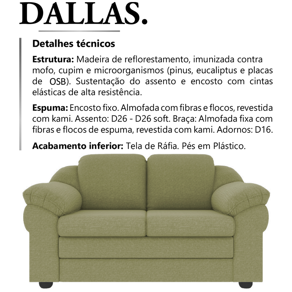 Sofa 2 Lugares 157 cm Dallas Linho TCE 1027 Moll