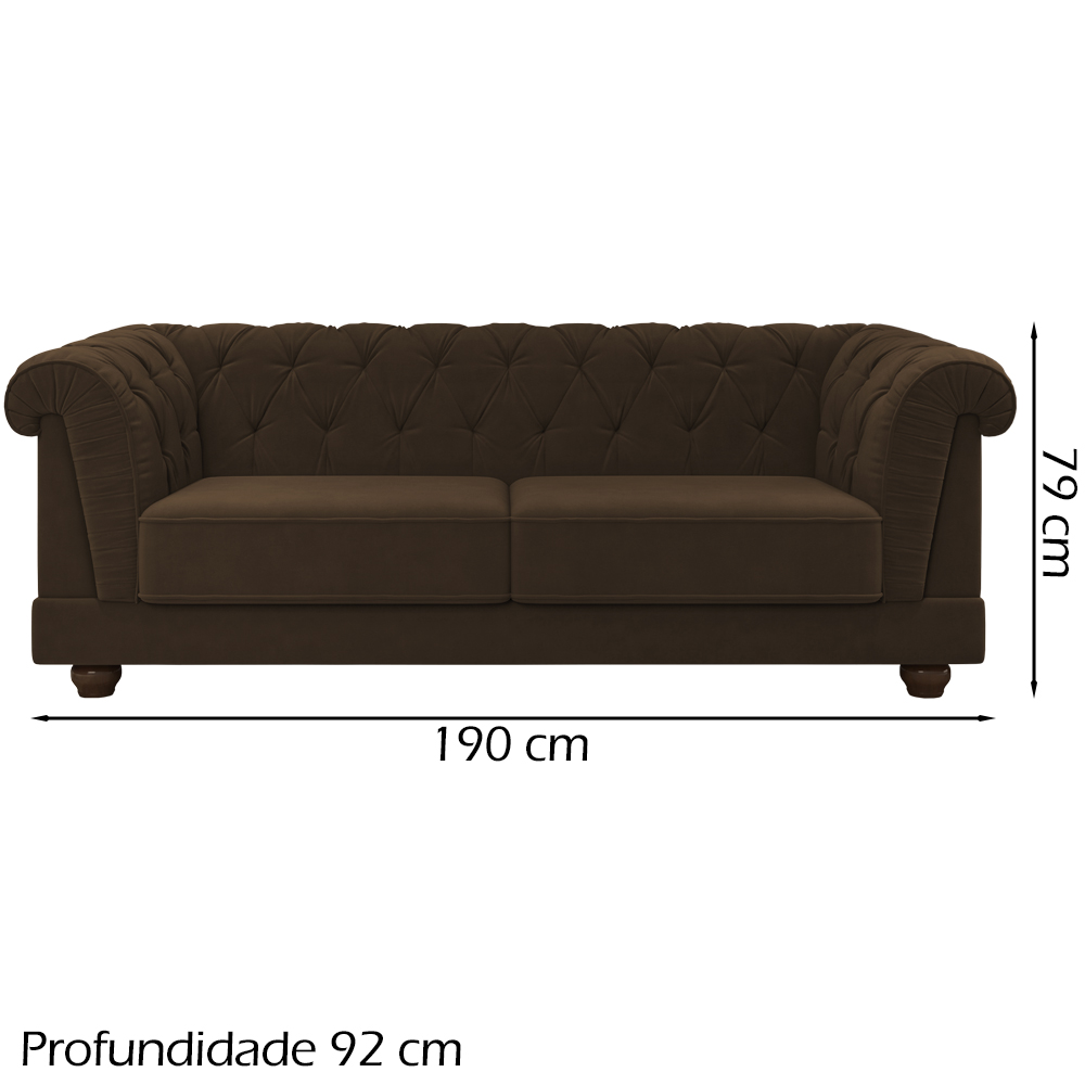 Sofa 2 Lugares 190 cm Ponteio Veludo SL 942 Moll