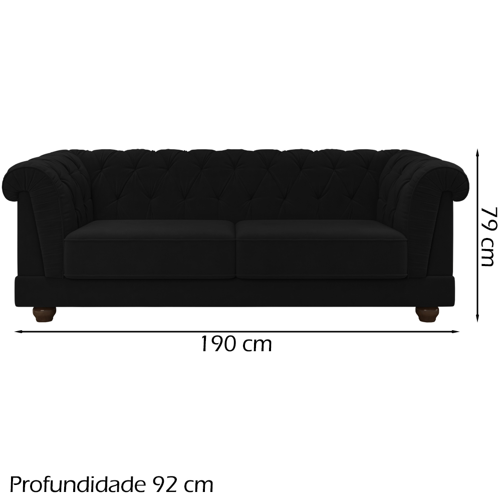 Sofa 2 Lugares 190 cm Ponteio Veludo SL 944 Moll