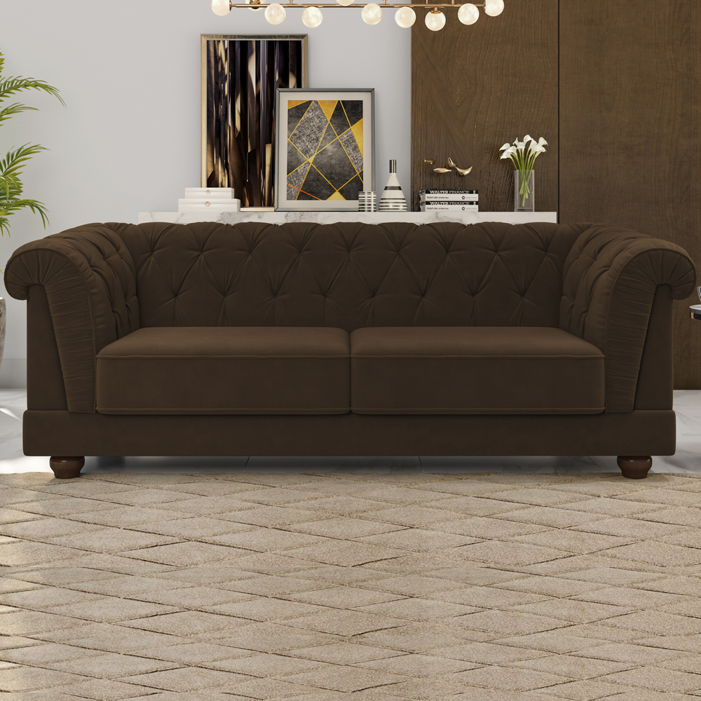 Sofa 3 Lugares 220 cm Ponteio Veludo SL 942 Moll