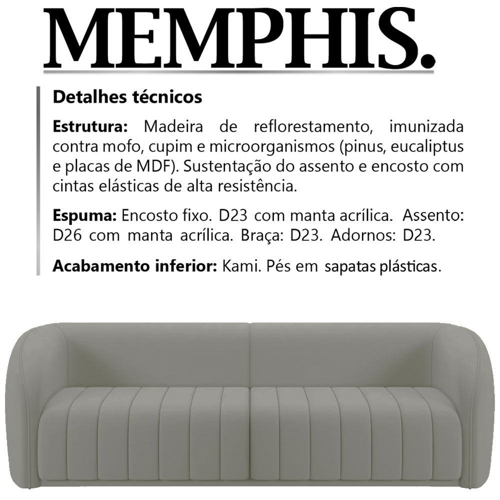 Sofa 3 Lugares 252 cm Memphis Veludo SL 940 Moll