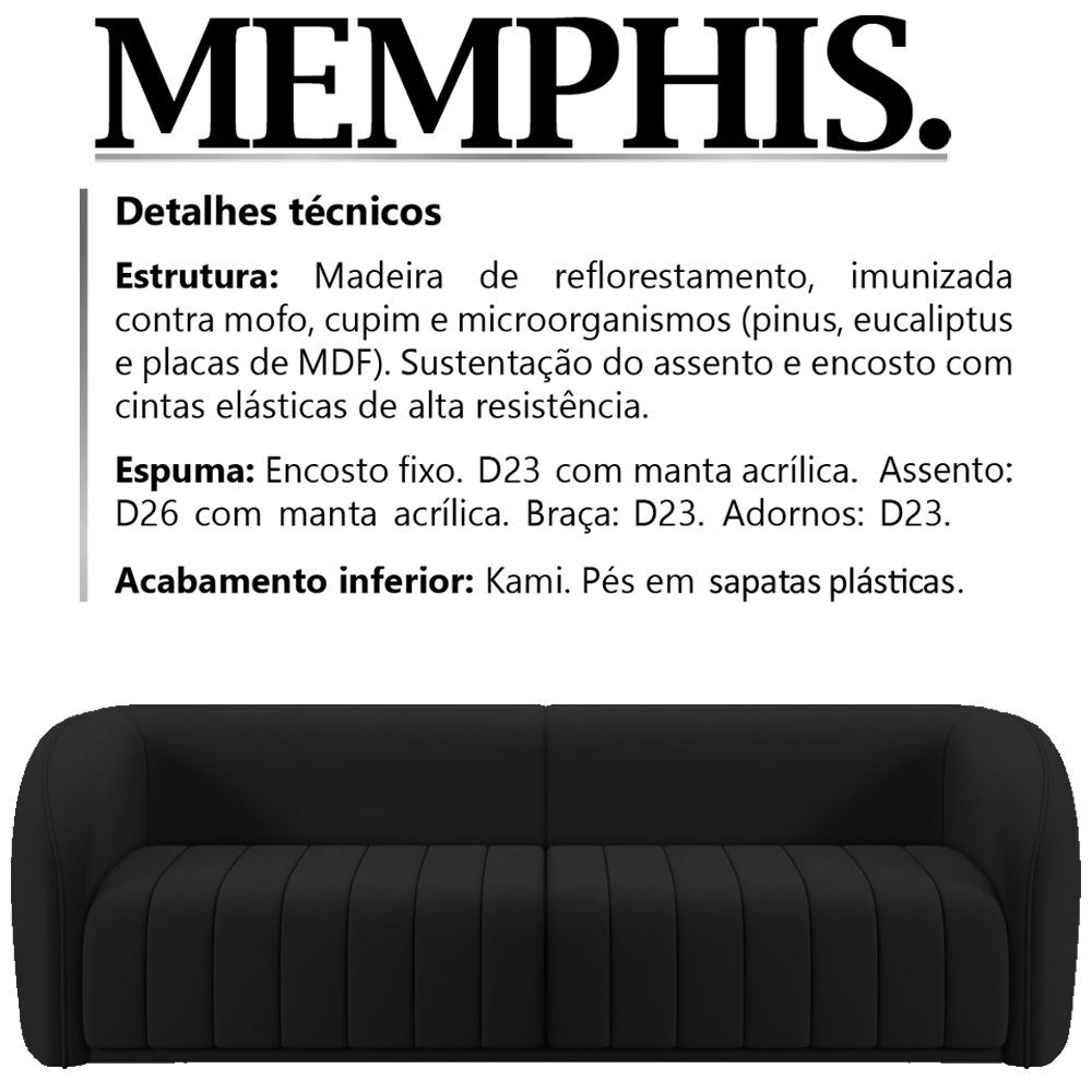 Sofa 3 Lugares 252 cm Memphis Veludo SL 944 Moll
