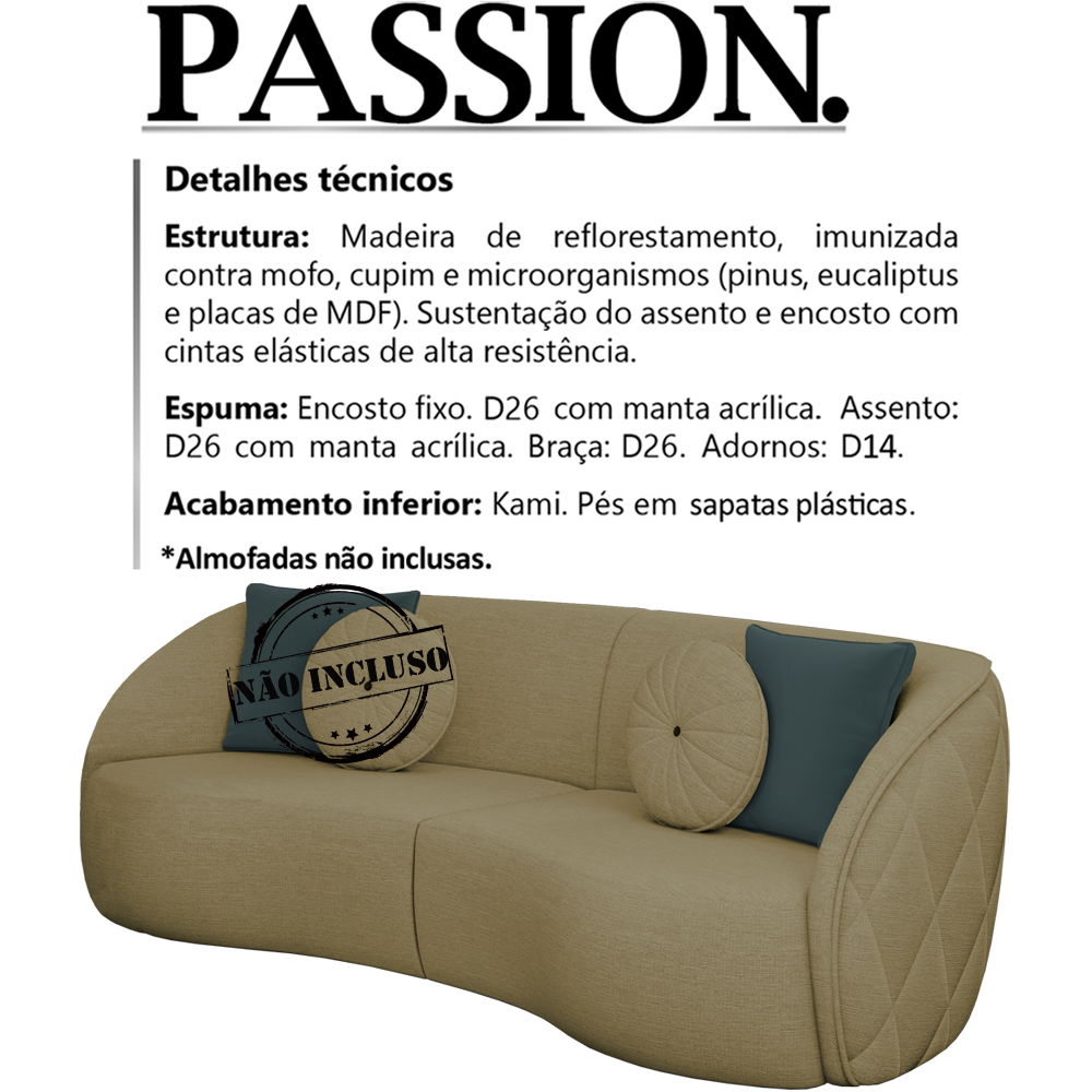 Sofa 4 Lugares 288 cm Passion Linho TCE 1025 Moll