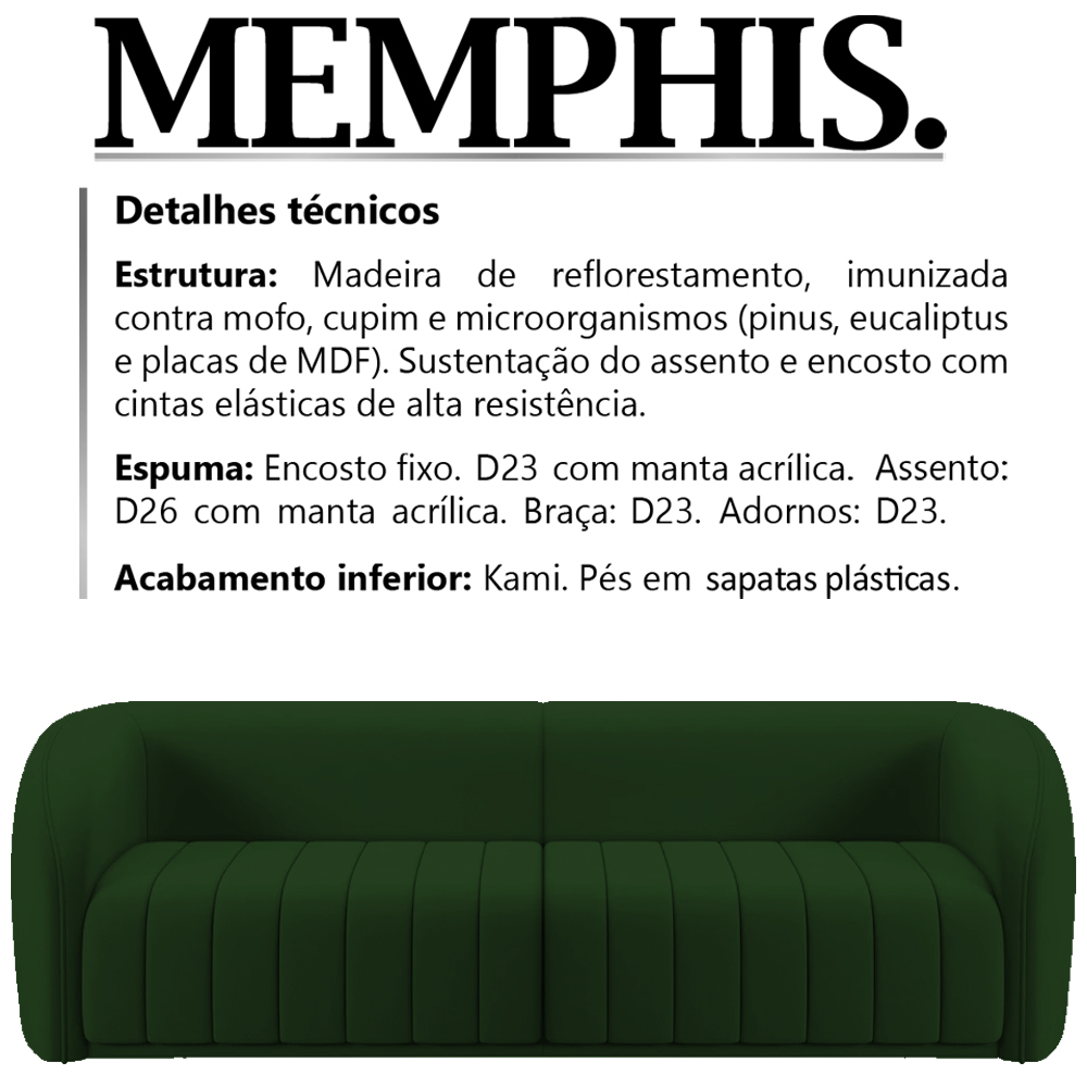 Sofa 4 Lugares 292 cm Memphis Veludo SL 947 Moll