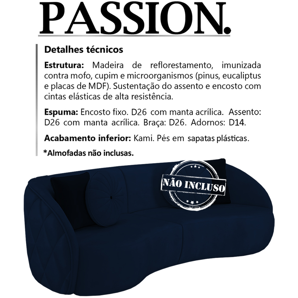 Sofa 4 Lugares 318 cm Passion Veludo SL 948 Moll