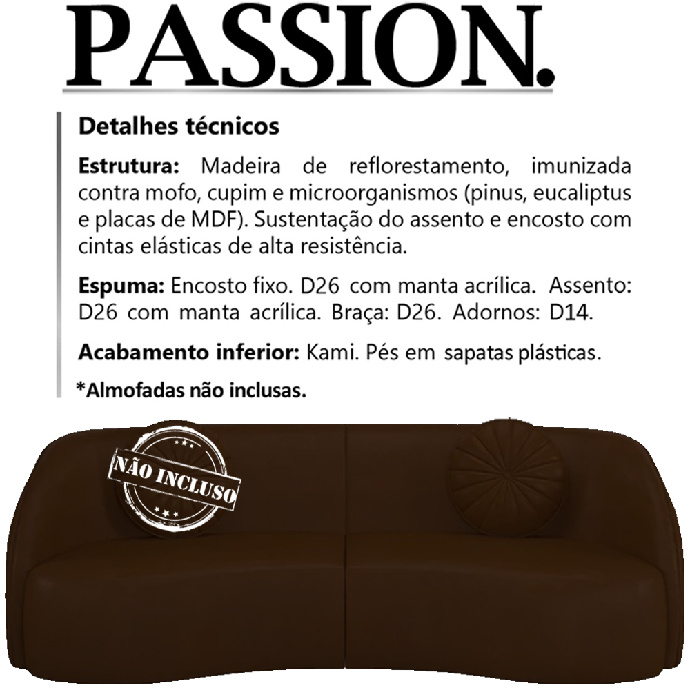 Sofa Decorativo 3 Lugares 240 cm Passion Corano TCS 721 Moll