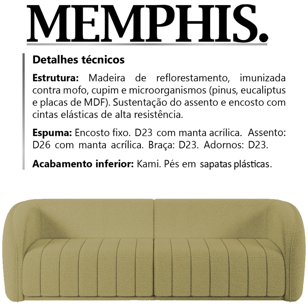 Sofa Decorativo 4 Lugares 332 cm Memphis Boucle TCE 1002 Moll