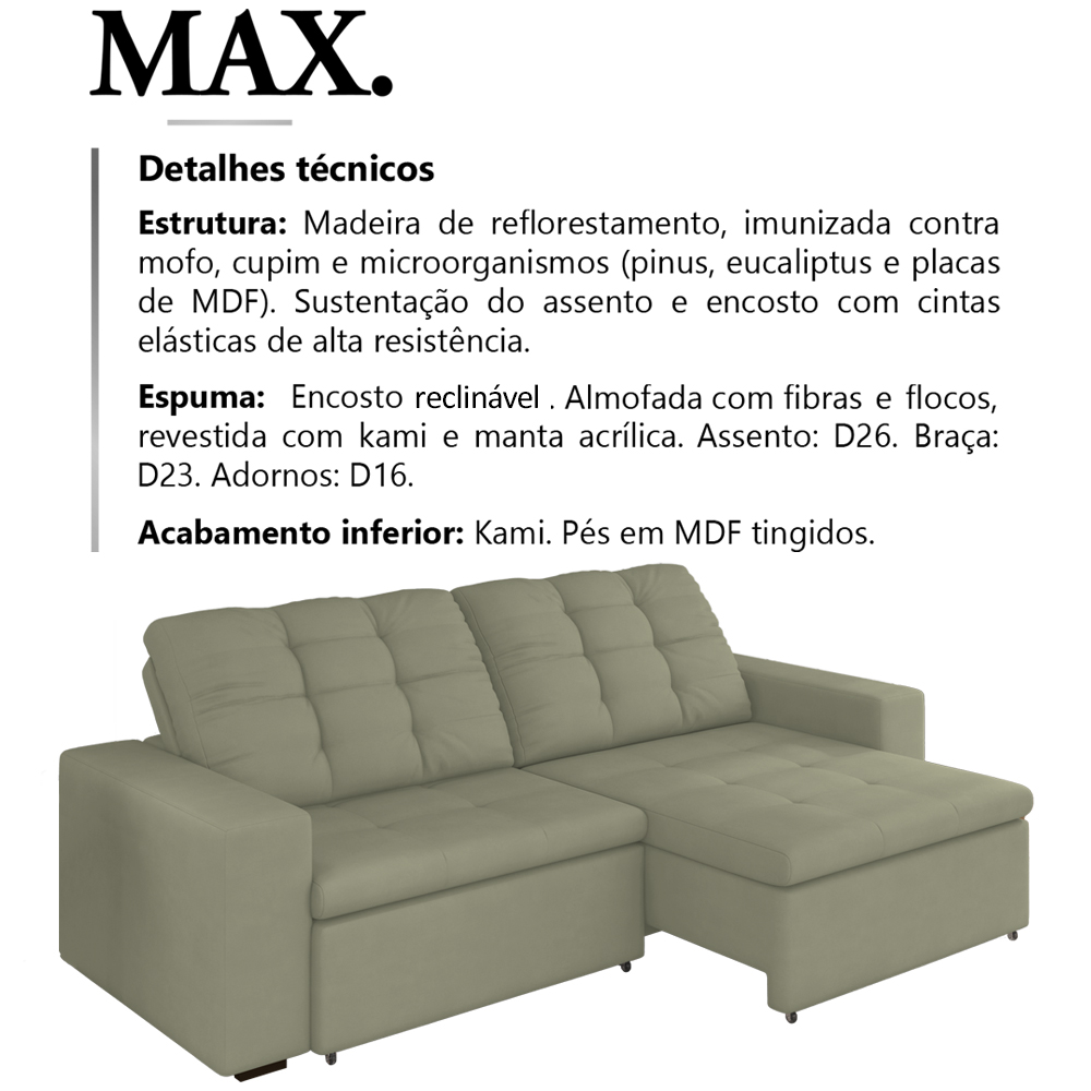 Sofa Retratil E Reclinavel 210 cm Max Veludo SL 940 Moll