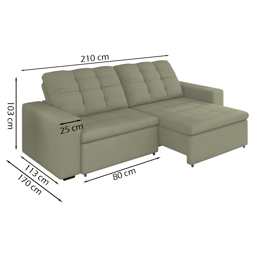 Sofa Retratil E Reclinavel 210 cm Max Veludo SL 940 Moll