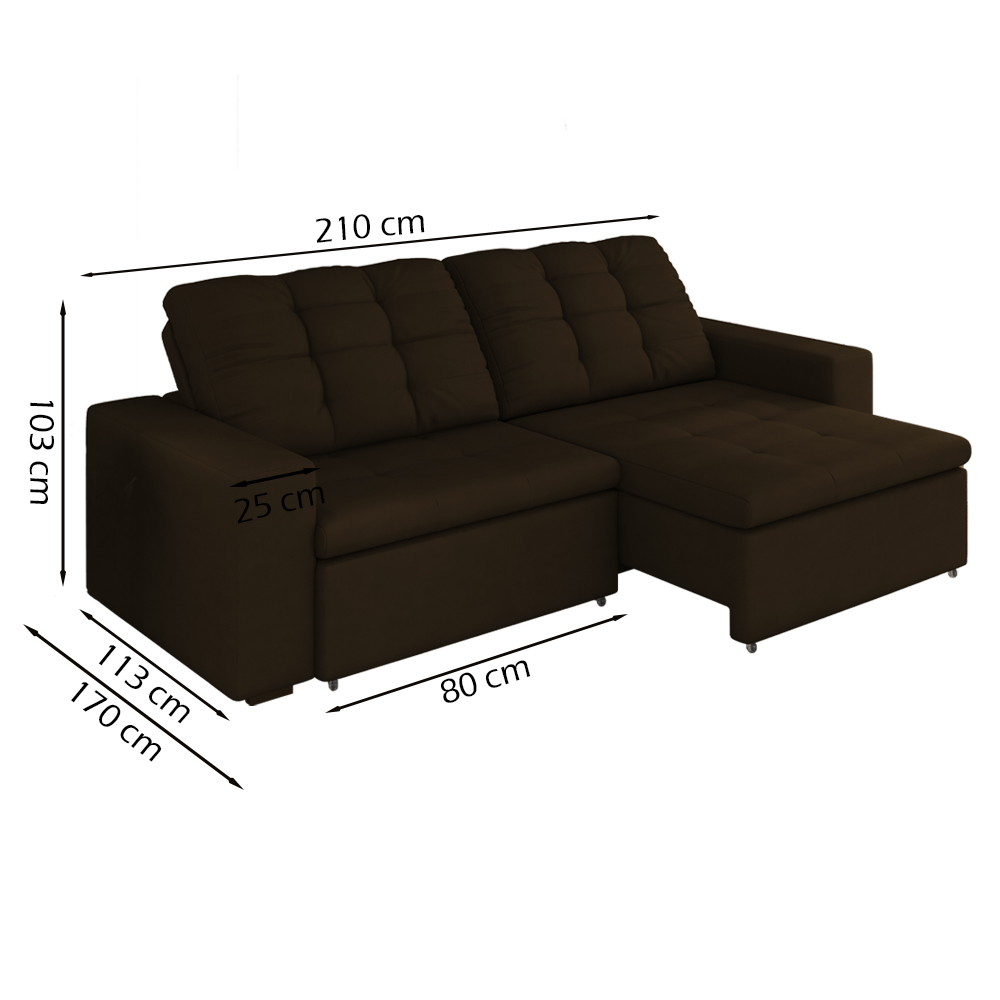Sofa Retratil E Reclinavel 210 cm Max Veludo SL 942 Moll