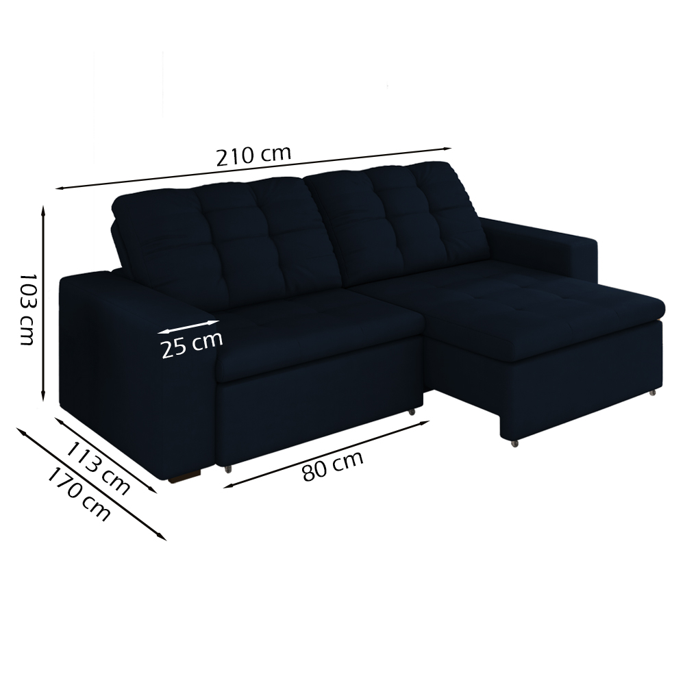 Sofa Retratil E Reclinavel 210 cm Max Veludo SL 948 Moll