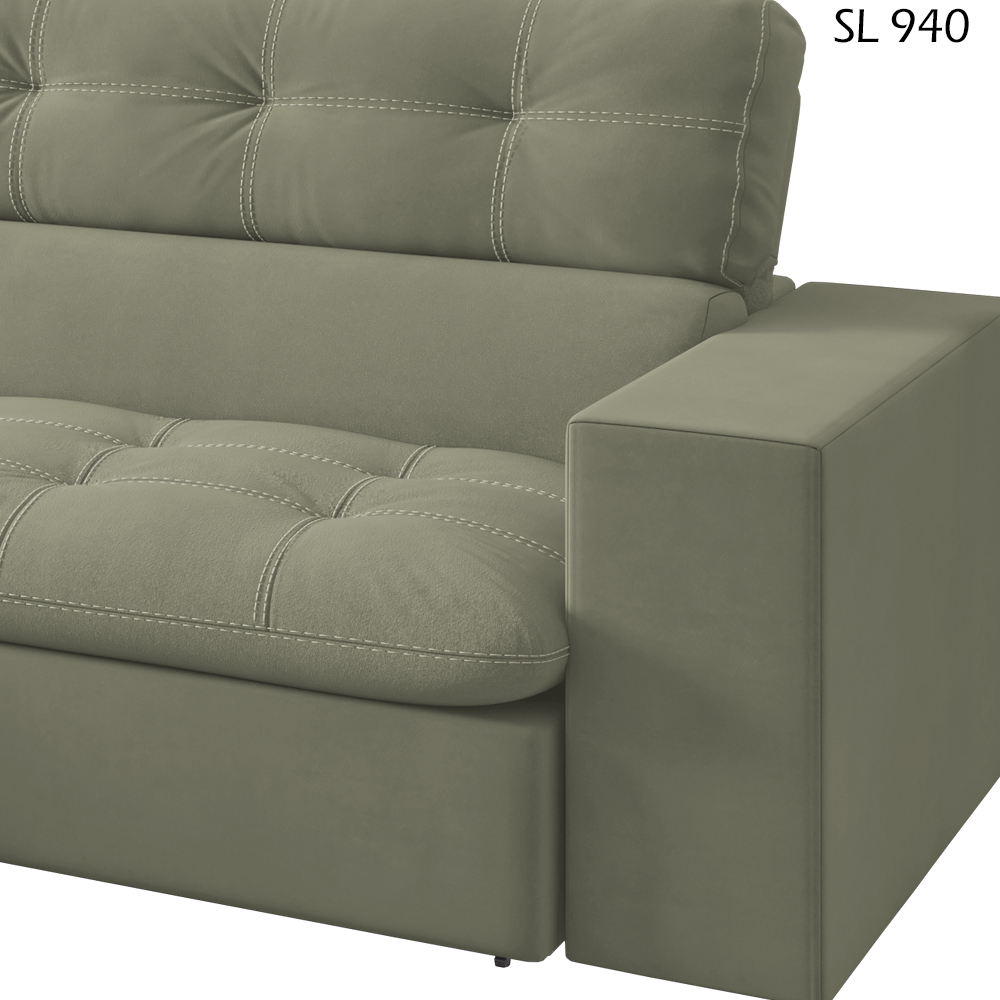 Sofa Retratil E Reclinavel 3 Lugares 218 cm Eldorado SL 940 Veludo Moll