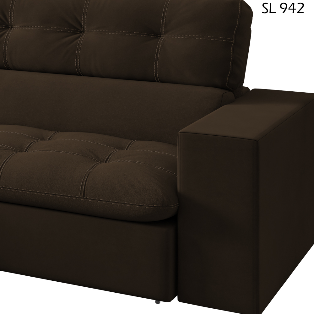 Sofa Retratil E Reclinavel 3 Lugares 218 cm Eldorado SL 942 Veludo Moll