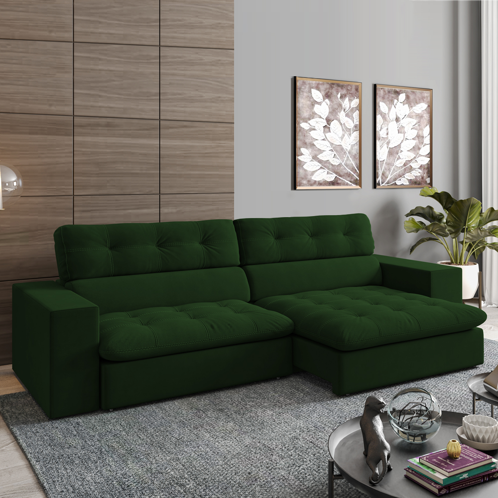 Sofa Retratil E Reclinavel 3 Lugares 218 cm Eldorado SL 947 Veludo Moll