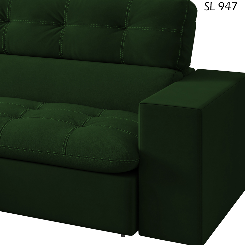 Sofa Retratil E Reclinavel 3 Lugares 218 cm Eldorado SL 947 Veludo Moll