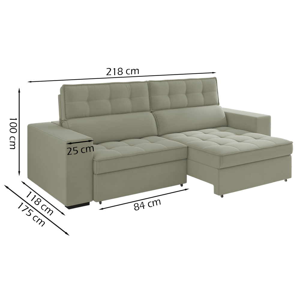 Sofa Retratil E Reclinavel 3 Lugares 218 cm Evidence SL 940 Veludo Moll