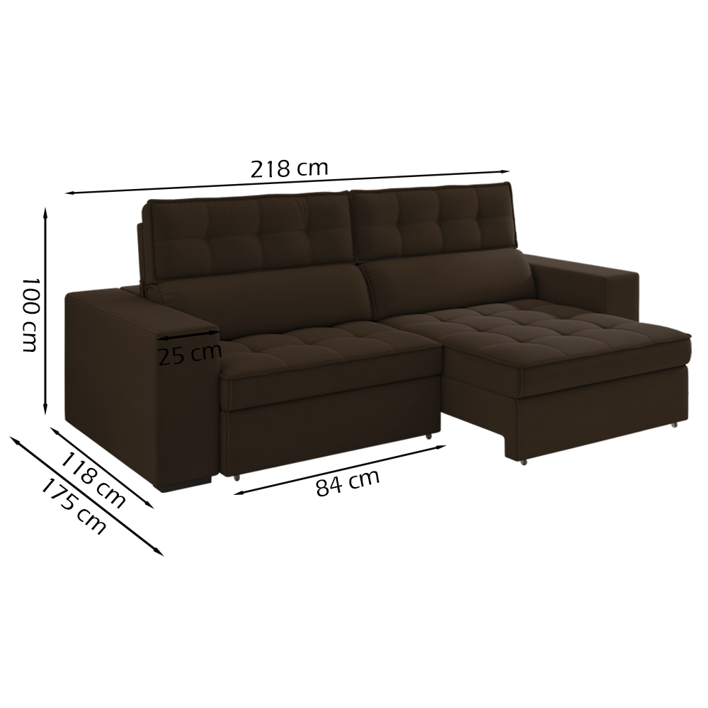 Sofa Retratil E Reclinavel 3 Lugares 218 cm Evidence SL 942 Veludo Moll