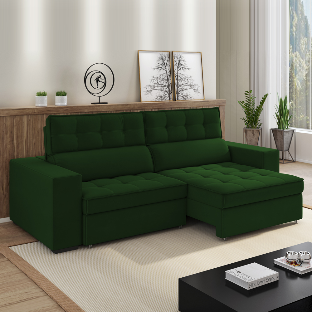 Sofa Retratil E Reclinavel 3 Lugares 218 cm Evidence SL 947 Veludo Moll