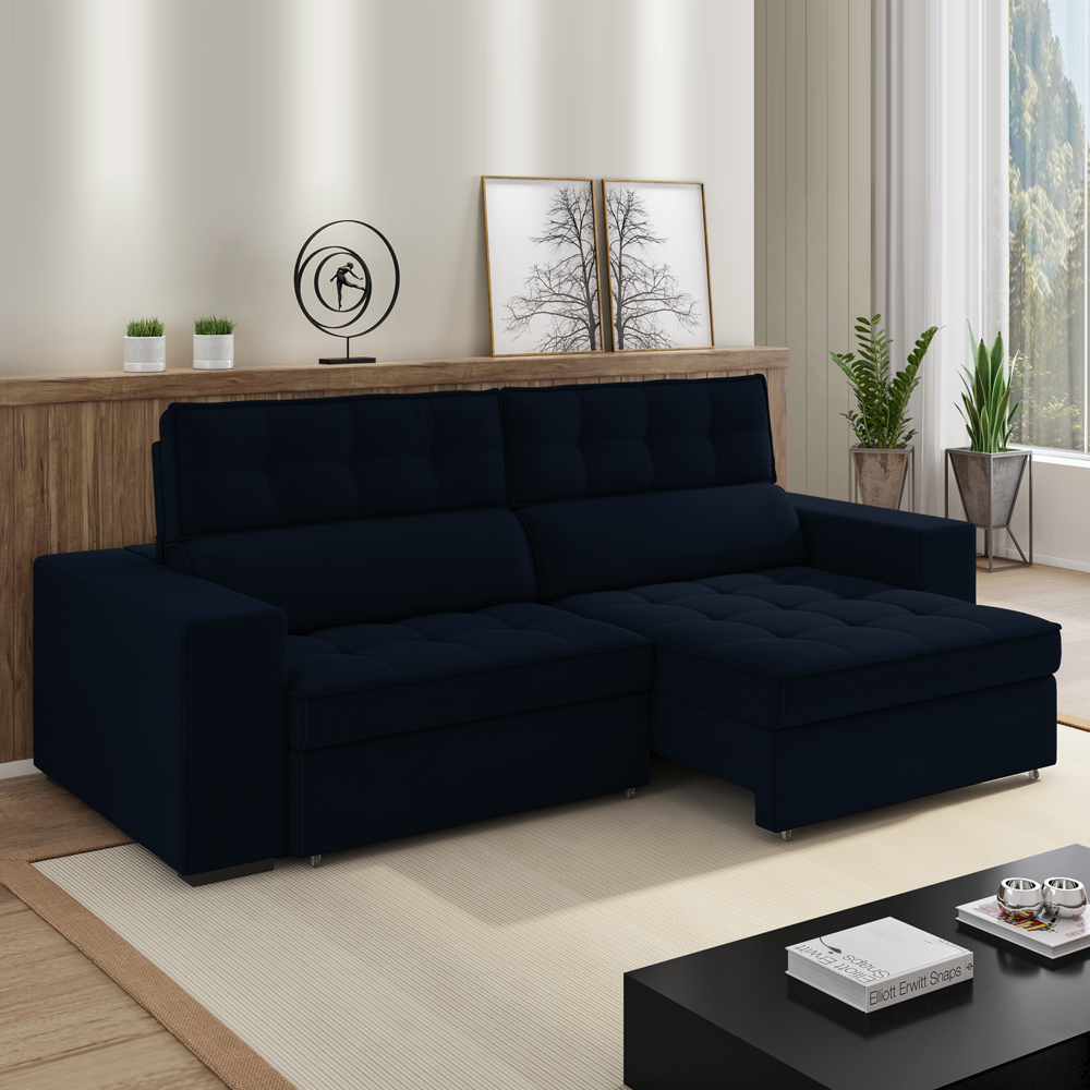 Sofa Retratil E Reclinavel 3 Lugares 218 cm Evidence SL 948 Veludo Moll