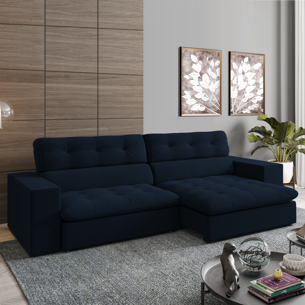 Sofa Retratil E Reclinavel 3 Lugares 246 cm Eldorado SL 948 Veludo Moll